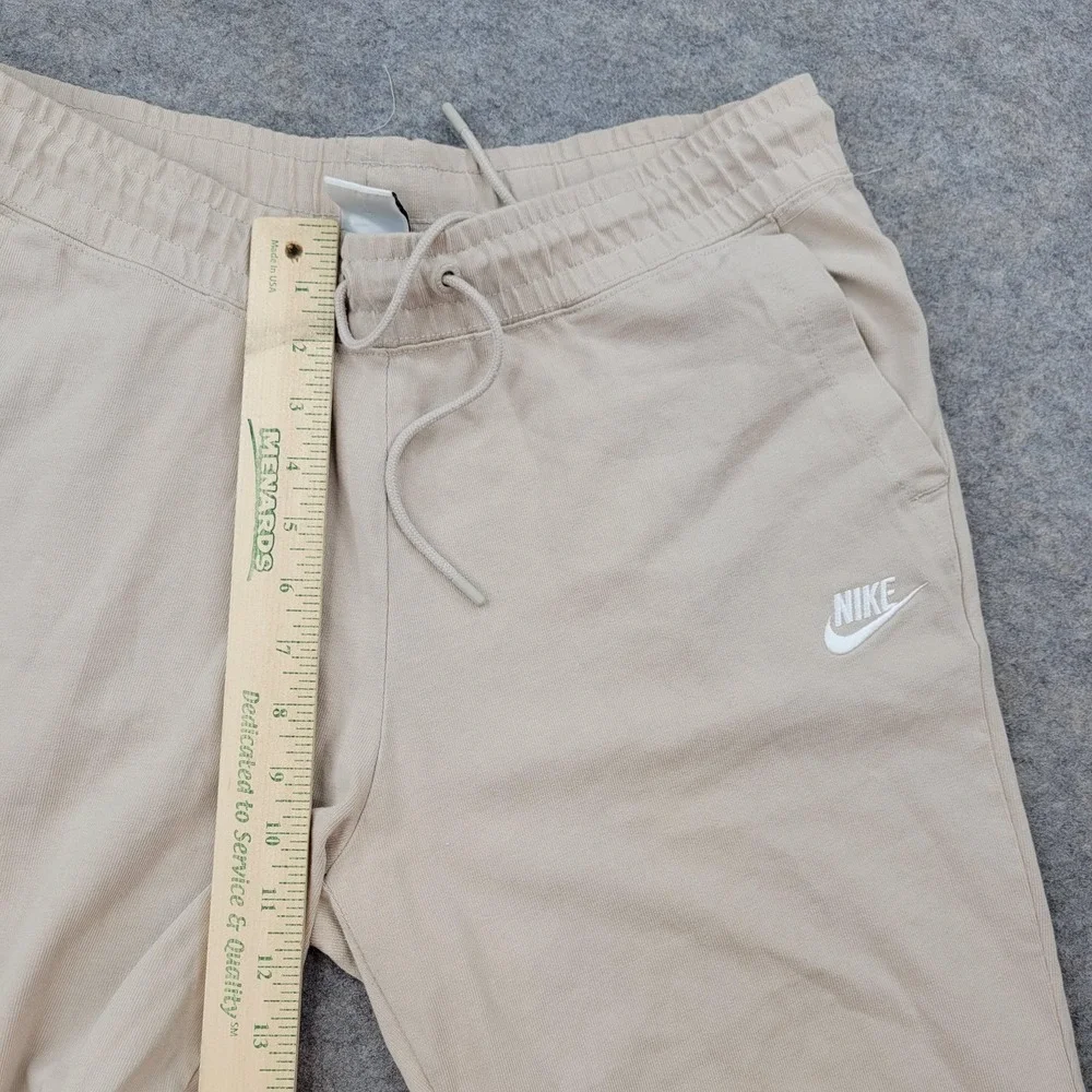 Nike Pants Mens Large Beige French Terry Joggers Elastic Waist Pockets Cuffed